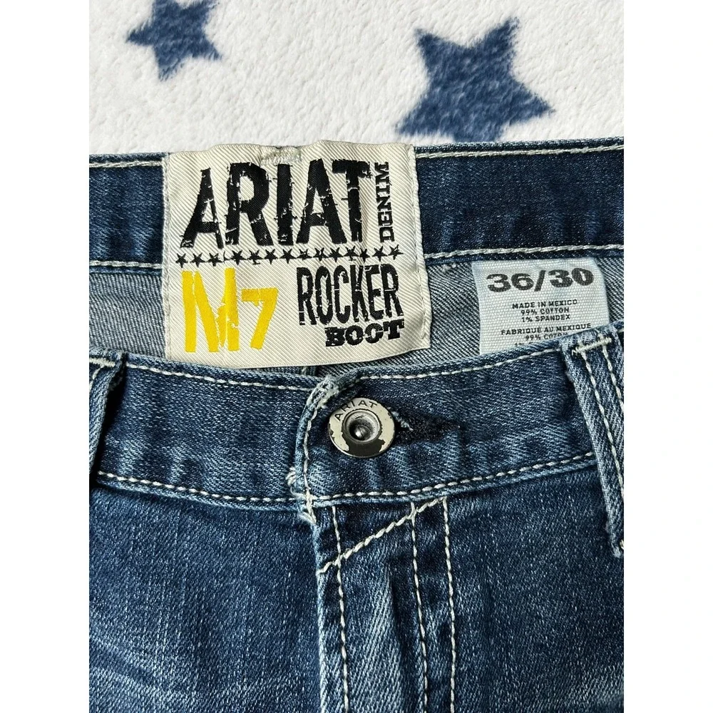 Ariat M7 Rocker Boot Jeans Mens 36x30 Blue Stretch Western Cowboy Denim